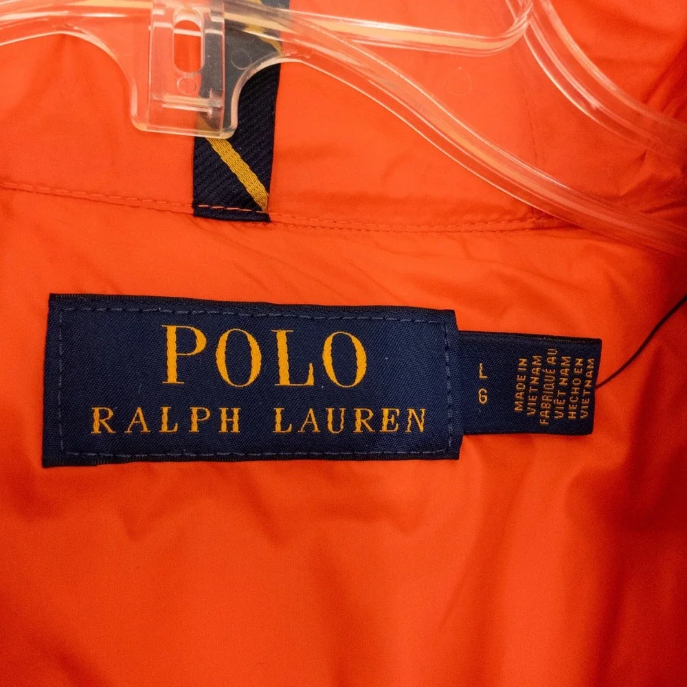 Polo Ralph Lauren Colden Packable Down Puffer Vest Men's Large Orange NWT $198